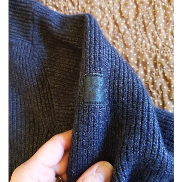 Vintage Monte Carlo Swiss Alps Crans Montana 1/4 Zip Sz M Wool Sweater Navy/Grey - Picture 4 of 9